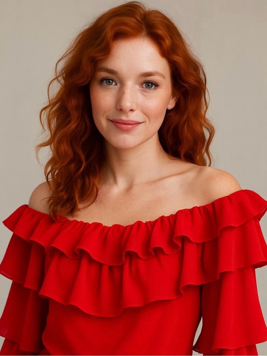 Joseph Ribkoff Tops - Joseph Ribkoff Red Ruffle Off-Shoulder Blouse